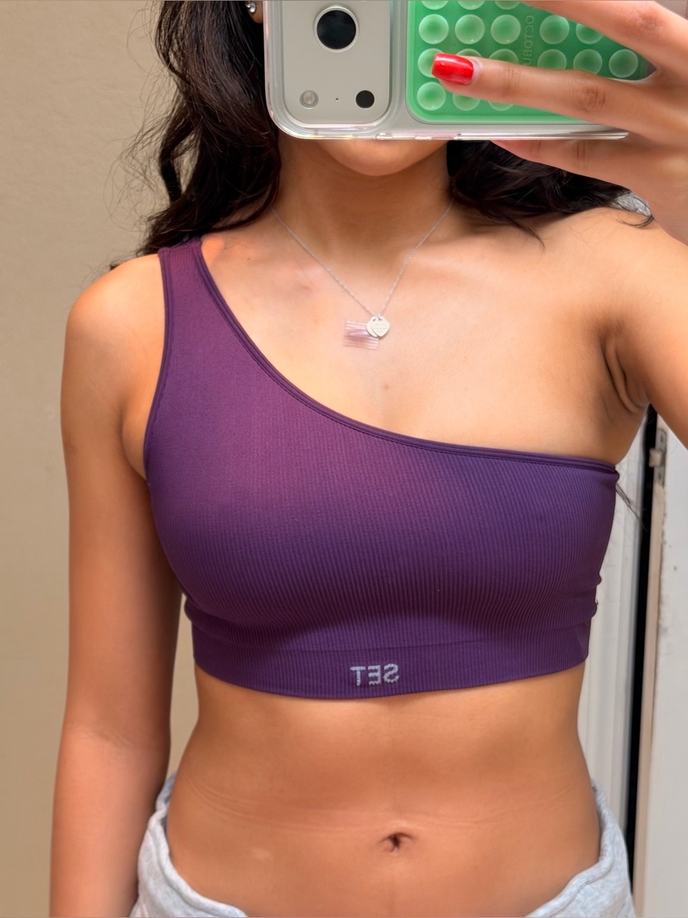 SET Active purple one-shoulder top